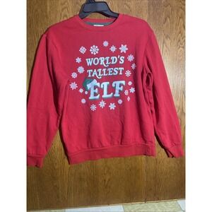 Holiday Time Christmas Pullover  Sweater World Tallest Elf Printed Women's